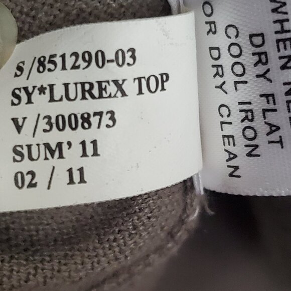 Banana Republic taupe silk blend sweater, metallic stripes, raglan sleeves - Picture 6 of 8